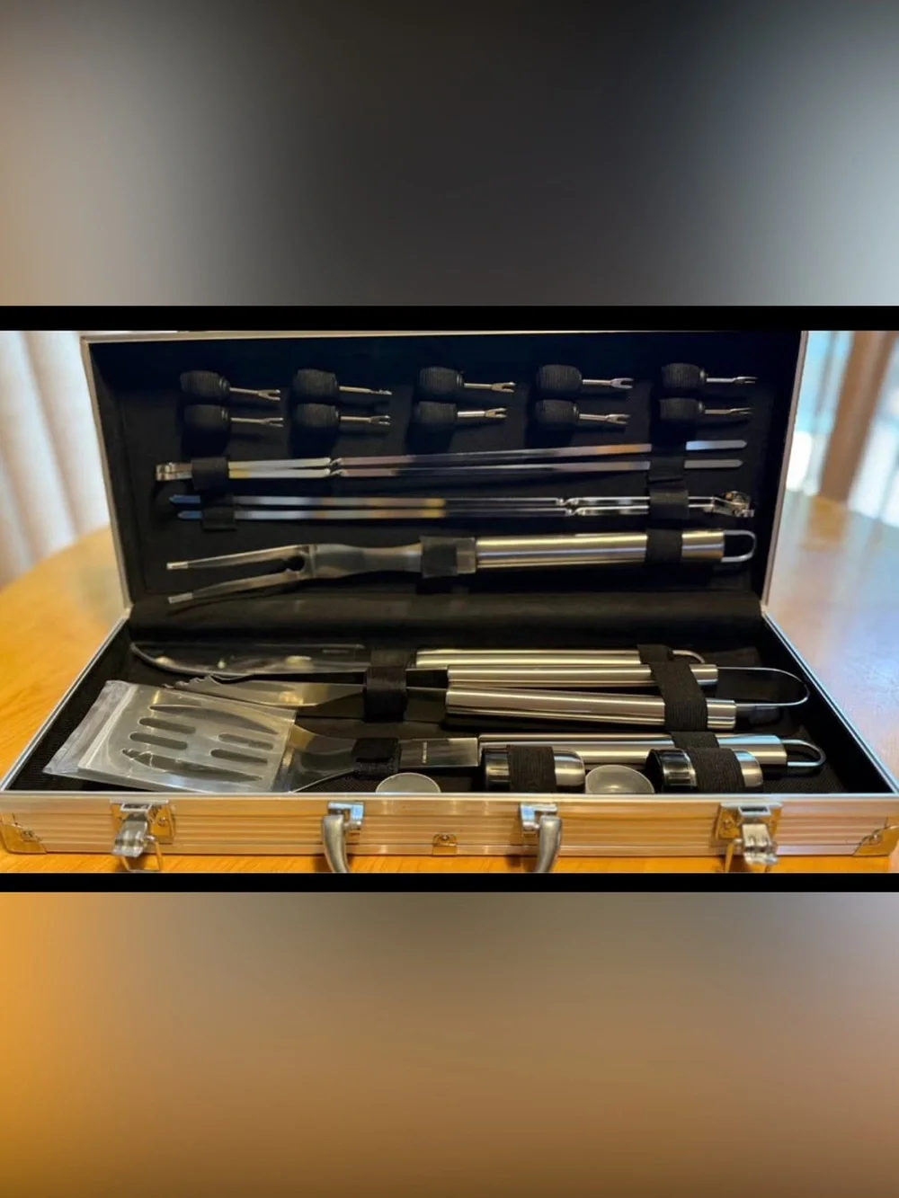 21 pcs Stainless Steel BBQ Tool Set - Silver -New